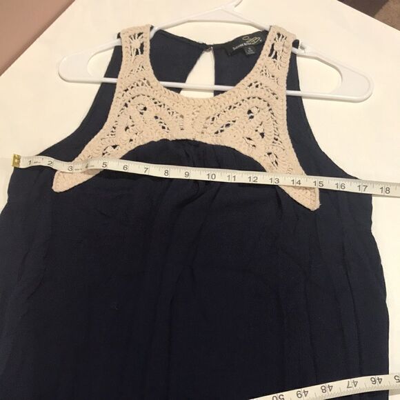 Suzanne Betro, Blue Sheer Tank Dress w Side Pockets and Slits, Medium - Picture 11 of 11